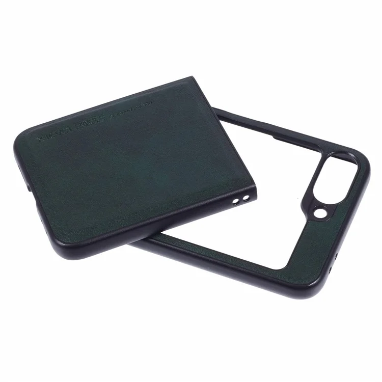 X-LEVEL Bojue-3 Series Para Samsung Galaxy Z Flip6 5G Case Leather+TPU+PC Anti-Fall Cell Phone Cover - Midnight Green