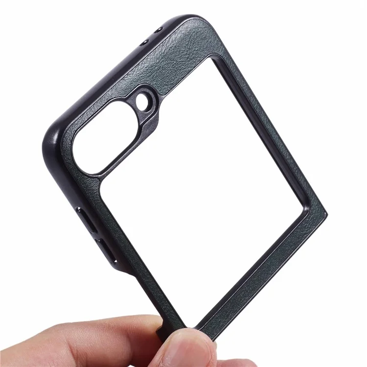 X-LEVEL Bojue-3 Series Para Samsung Galaxy Z Flip6 5G Case Leather+TPU+PC Anti-Fall Cell Phone Cover - Midnight Green