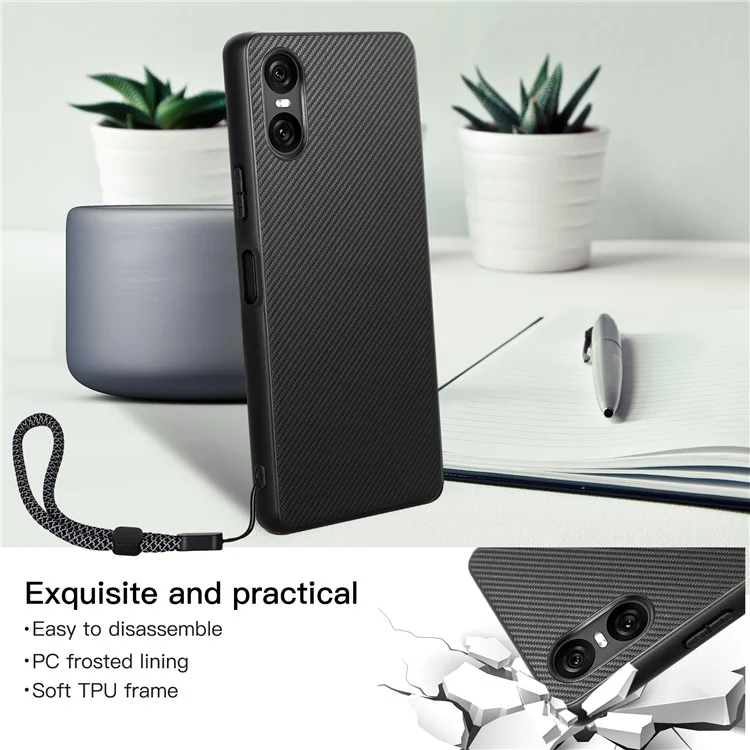 VILI TC Series for Sony Xperia 10 VI Case Leather+TPU Protective Phone Cover with Strap