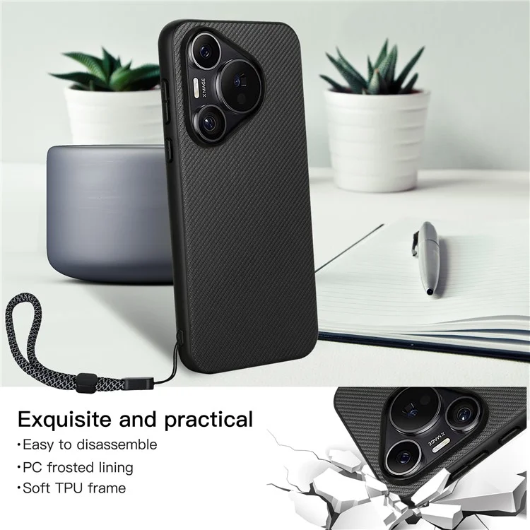 VILI TC Series for Huawei Pura 70 Pro / Pura 70 Pro+ Case Textured Leather Back Cover with Strap