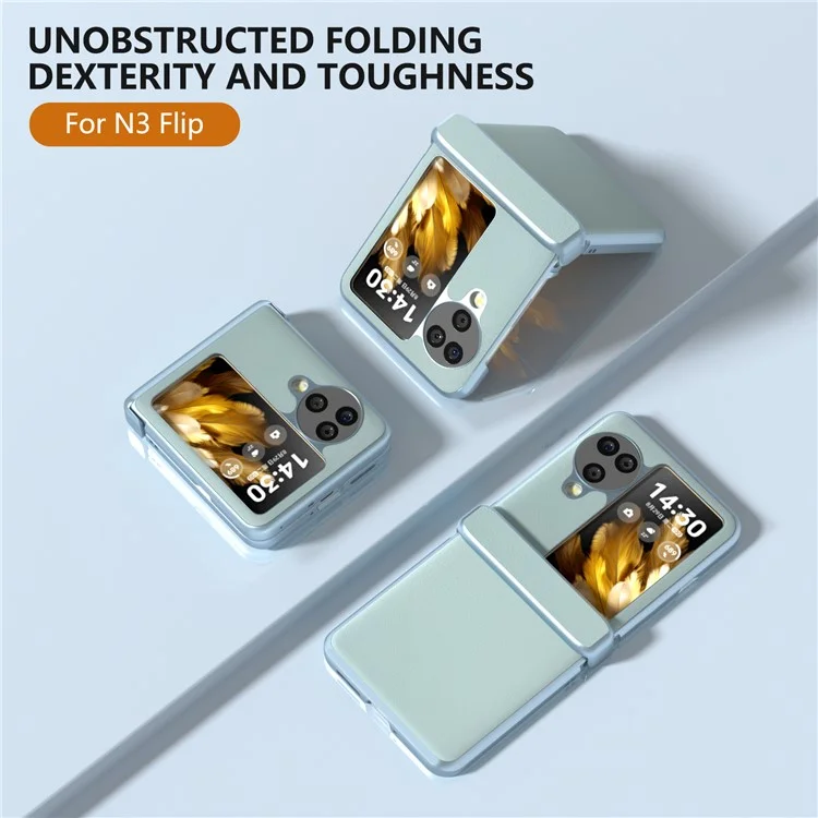 For Oppo Find N3 Flip 5G Case Hinge Protection Leather Coated PC Folding Phone Cover - Baby Blue