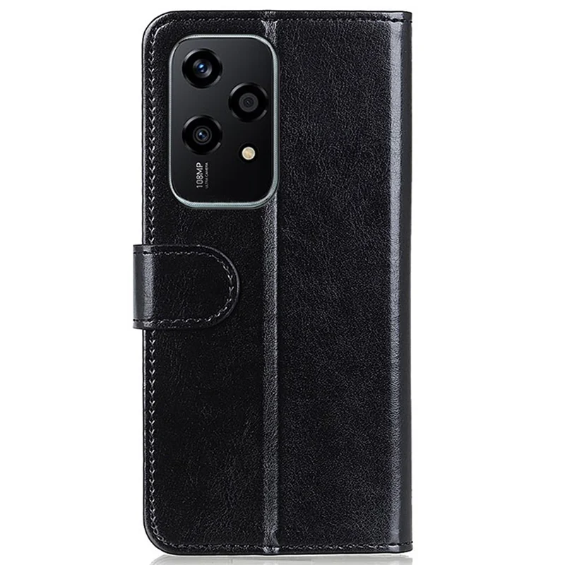 For Honor 200 Lite Case PU Leather Wallet Phone Cover Crazy Horse Texture - Black