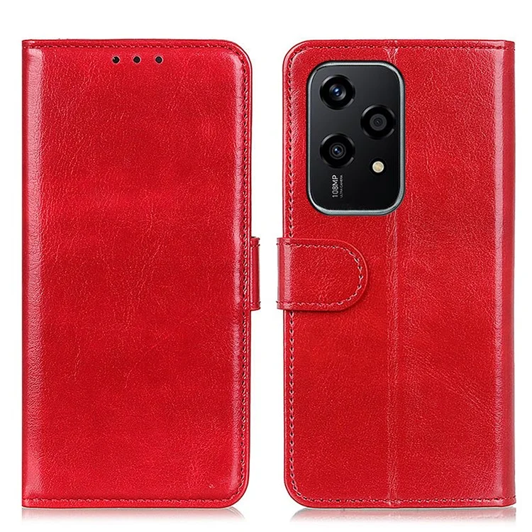 Pour Honor 200 Lite Case PU Leather Wallet Phone Cover Crazy Horse Texture - Red
