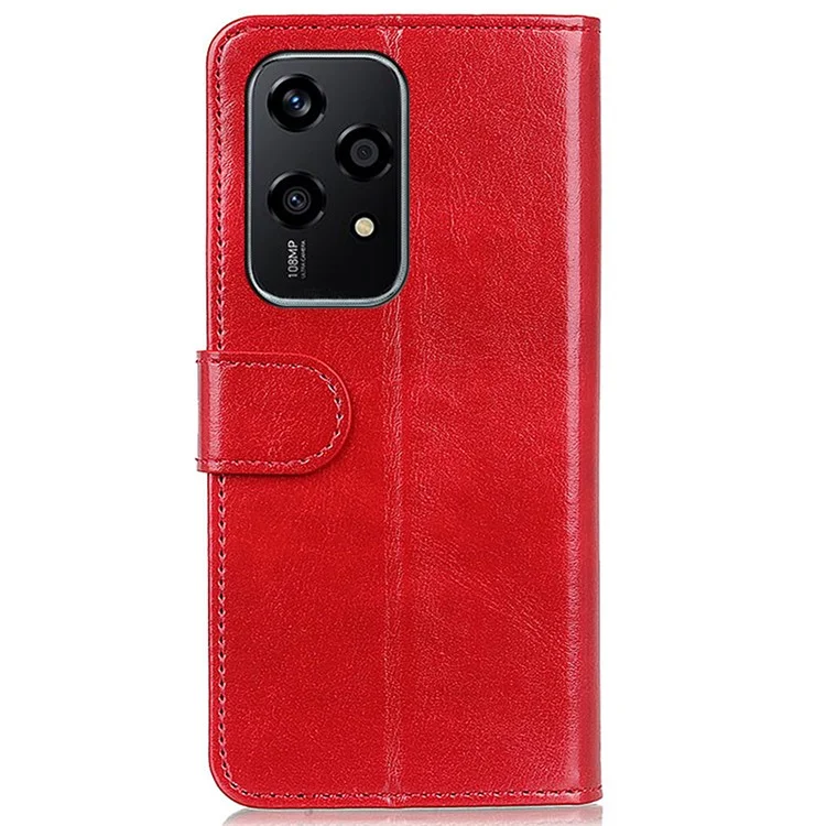 Pour Honor 200 Lite Case PU Leather Wallet Phone Cover Crazy Horse Texture - Red
