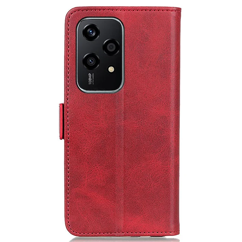 For Honor 200 Lite Case Leather Flip Wallet Cowhide Texture Phone Cover - Red