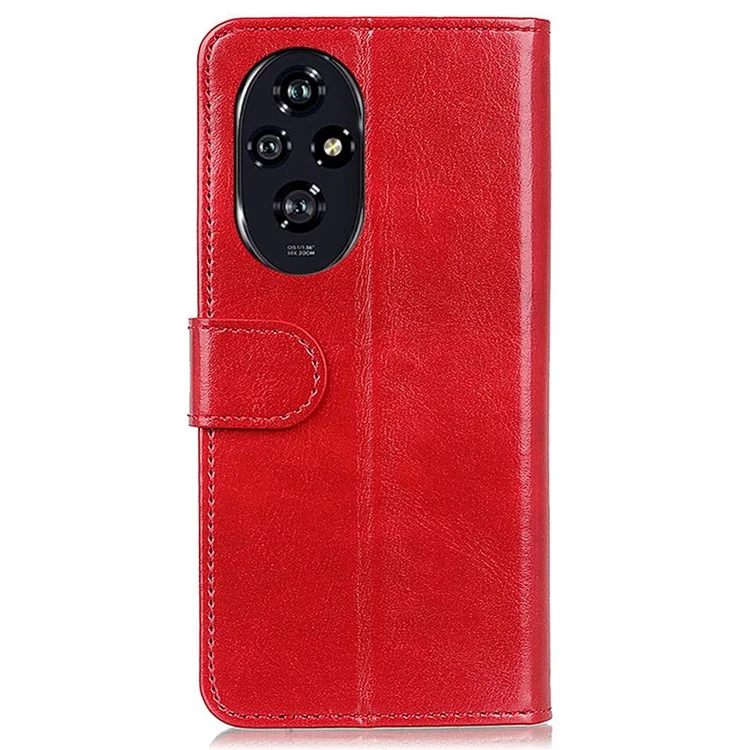 For Honor 200 Pro 5G Case PU Leather Phone Wallet Cover Crazy Horse Texture - Rosso