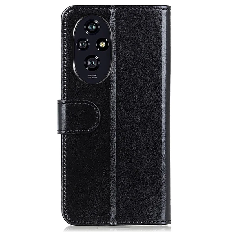 For Honor 200 Pro 5G Case PU Leather Phone Wallet Cover Crazy Horse Texture - Black