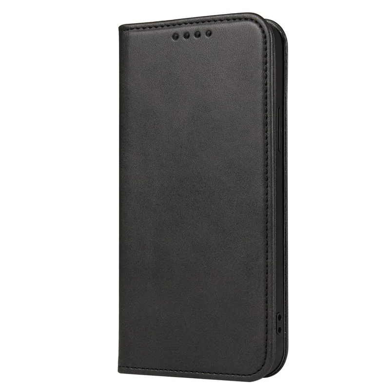 For iPhone 16 Pro Case Leather Phone Cover Strong Magnetic Card Holder - Black