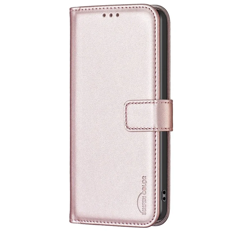 BINFEN COLOR BF17 Para Motorola Edge 50 Ultra 5G / Moto X50 Ultra 5G Capa Proteção Total Capa de Telefone de Couro - Rose Gold