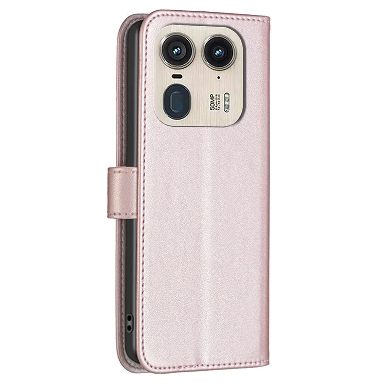 BINFEN COLOR BF17 Para Motorola Edge 50 Ultra 5G / Moto X50 Ultra 5G Capa Proteção Total Capa de Telefone de Couro - Rose Gold