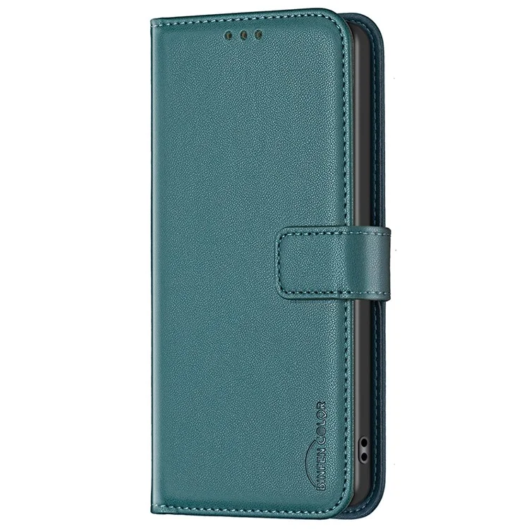 BINFEN COLOR BF17 For Honor 200 5G Case PU Leather Wallet Protective Phone Cover - Green