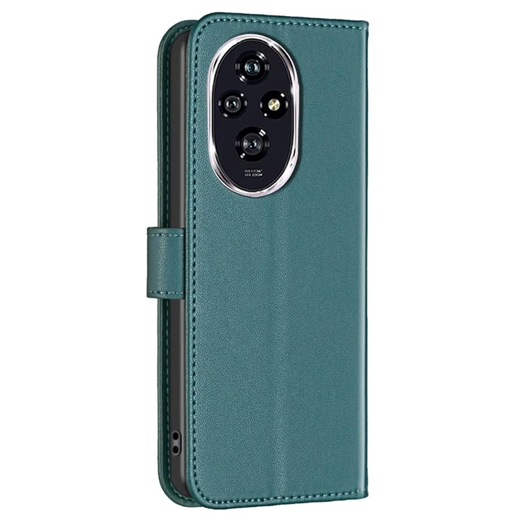 BINFEN COLOR BF17 For Honor 200 5G Case PU Leather Wallet Protective Phone Cover - Green
