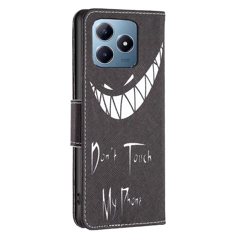 For Realme Note 60x 4G / C63 4G / C61 4G Case Pattern PU Leather Phone Cover Card Slots Folding Stand - Don't Touch My Phone
