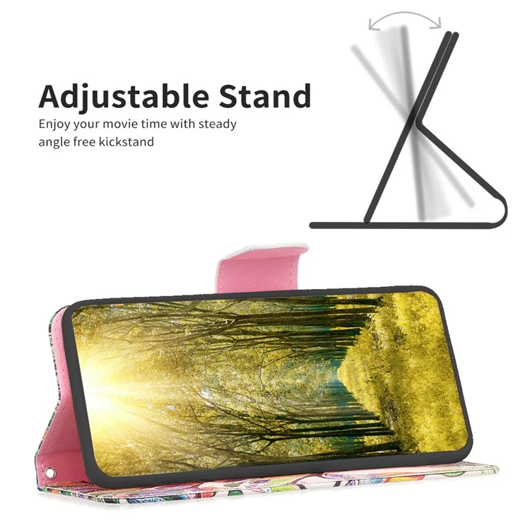 For Realme Note 60x 4G / C63 4G / C61 4G Case Pattern PU Leather Phone Cover Card Slots Folding Stand - Life Tree