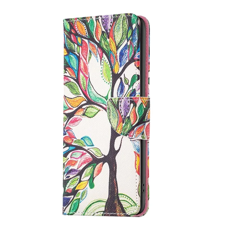 For Realme Note 60x 4G / C63 4G / C61 4G Case Pattern PU Leather Phone Cover Card Slots Folding Stand - Life Tree