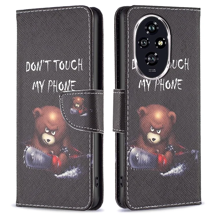 For Honor 200 5G Case PU Leather Pattern Wallet Phone Cover - Bear