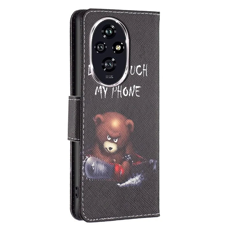 For Honor 200 5G Case PU Leather Pattern Wallet Phone Cover - Bear