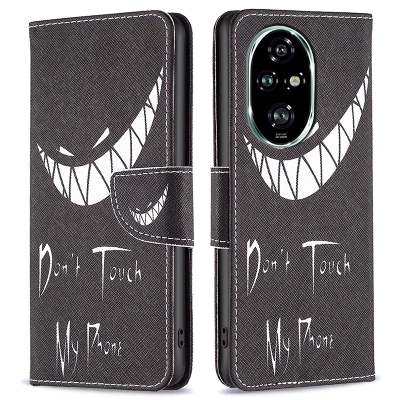 Capa para celular For Honor 200 Pro 5G, em couro PU com padrão, proteção antirrisco - Não toque no meu telefone