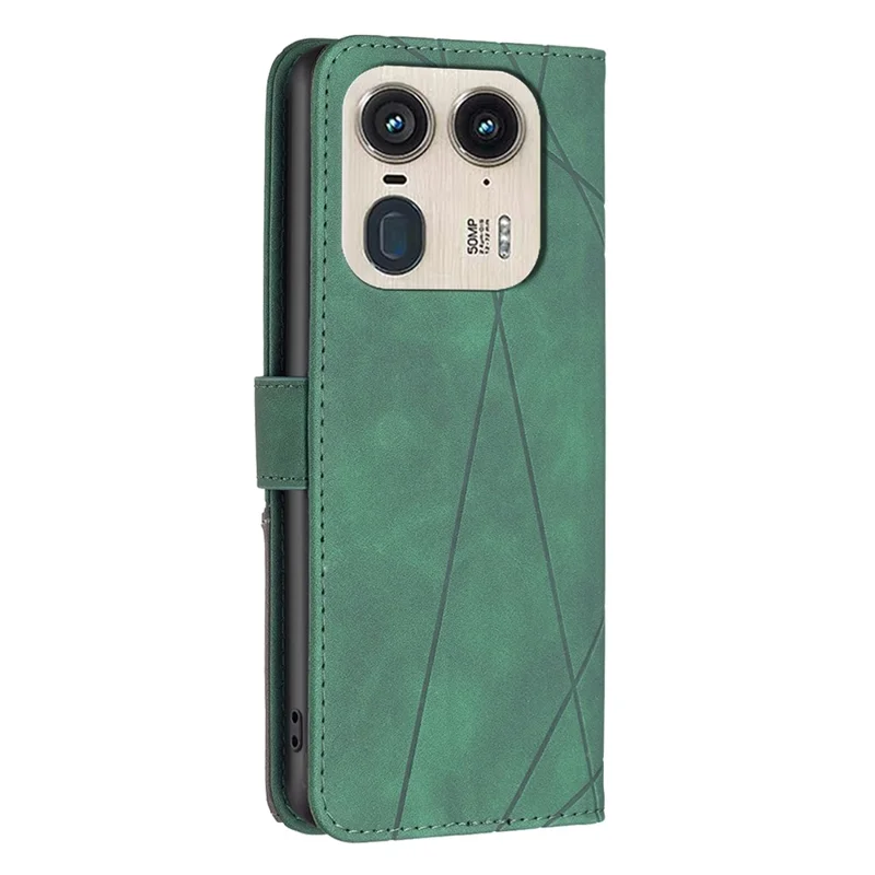 BINFEN COLOR For Motorola Edge 50 Ultra 5G / Moto X50 Ultra 5G Phone Cases Wallet Stand Geometry Imprint Leather Cover - Green