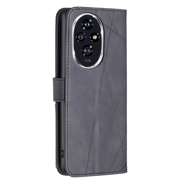 BINFEN COLOR BF05 For Honor 200 5G Funda de cartera a prueba de golpes con diseño geométrico de piel sintética - Negro