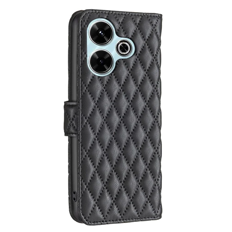 BINFEN COLOR BF Style-14 For Xiaomi Redmi 13 5G / 13 4G / Poco M6 4G Leather Case Wallet Phone Cover - Black