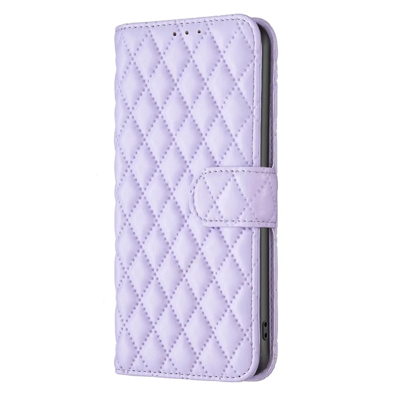 BINFEN COLOR BF Style-14 For Realme Note 60x 4G / C63 4G / C61 4G Case Leather Phone Cover Rhombus Grid Wallet - Purple