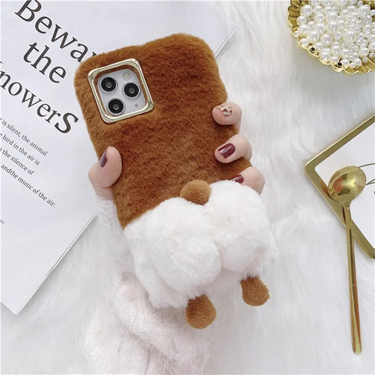 Für Iphone 13 Pro Max. 6,7 Zoll Soft Fluffy Phone Case Warm Warm Plüsch+tpu Anti-kratzer-mobiltelefon-shellabdeckung - Braun
