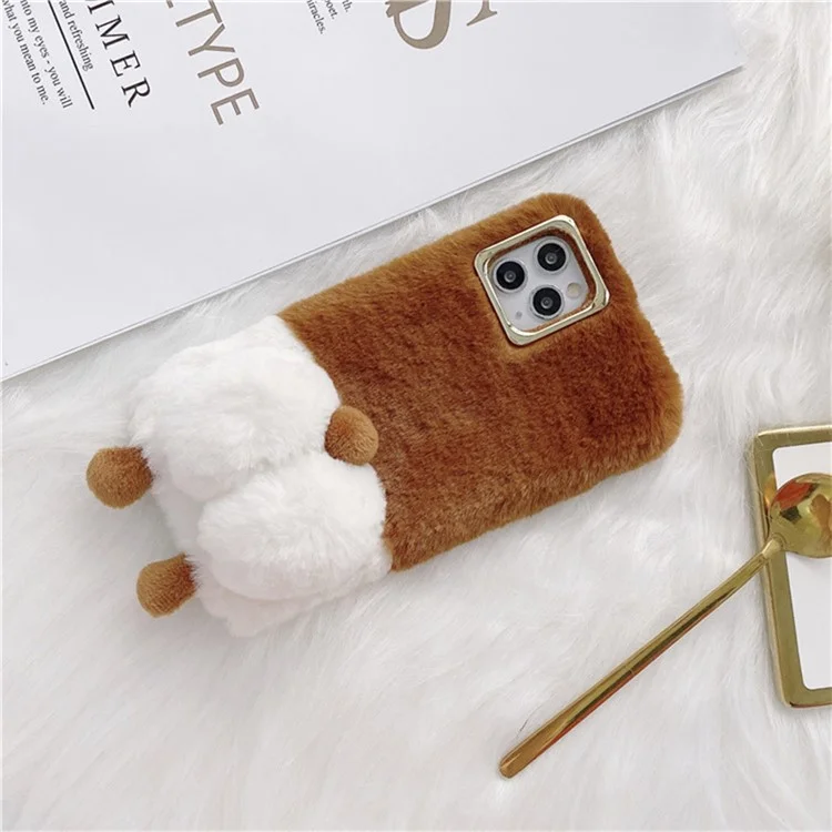 Für Iphone 13 Pro Max. 6,7 Zoll Soft Fluffy Phone Case Warm Warm Plüsch+tpu Anti-kratzer-mobiltelefon-shellabdeckung - Braun