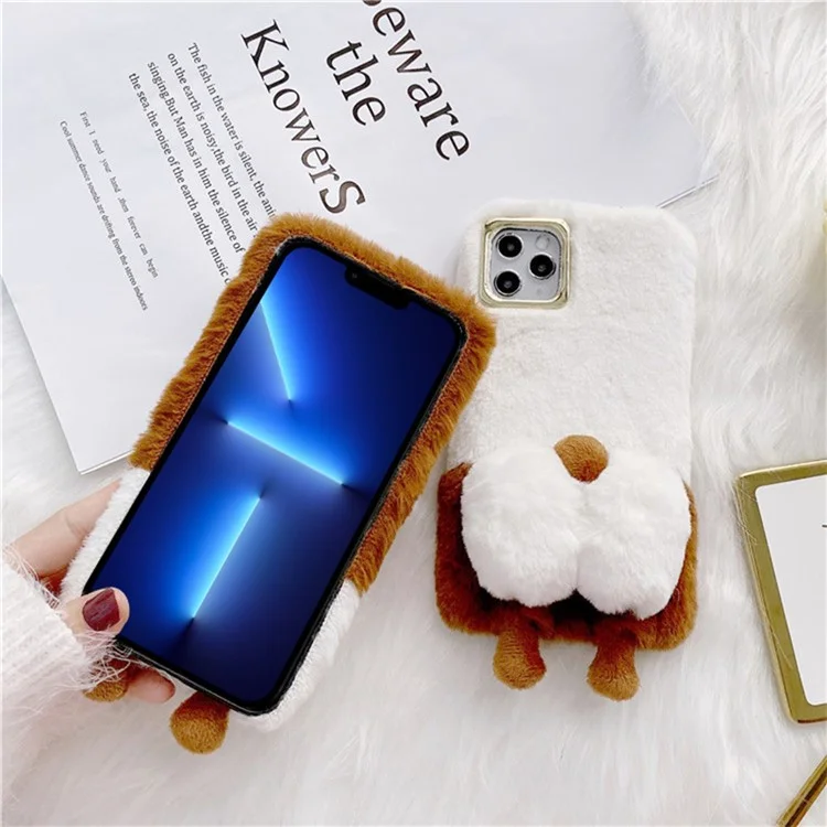 Für Iphone 13 Pro Max. 6,7 Zoll Soft Fluffy Phone Case Warm Warm Plüsch+tpu Anti-kratzer-mobiltelefon-shellabdeckung - Braun