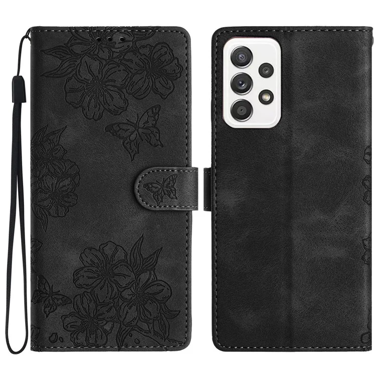 Pour Samsung Galaxy A52s 5G / A52 5G / 4G Étui en cuir PU avec motif imprimé Étui de téléphone portefeuille - Noir