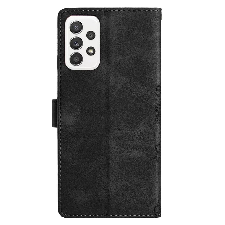 Pour Samsung Galaxy A52s 5G / A52 5G / 4G Étui en cuir PU avec motif imprimé Étui de téléphone portefeuille - Noir