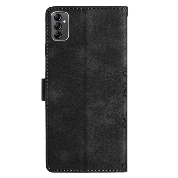 Чехол для Samsung Galaxy A14 5G с рисунком сакуры и бабочки, устойчивый к царапинам, из кожи ПУ - черный