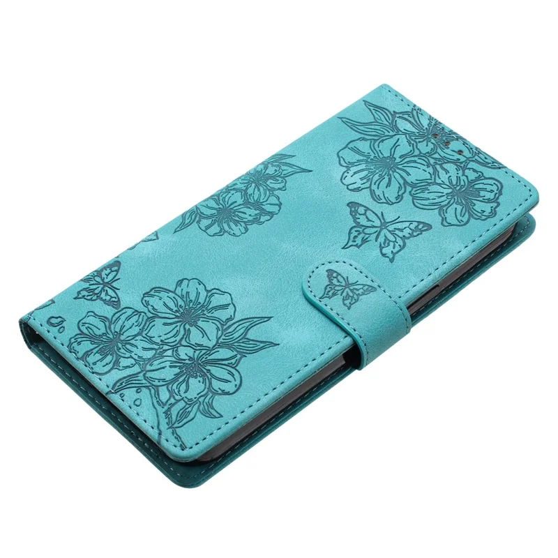 For Samsung Galaxy A14 5G Case Sakura Butterfly Imprint Anti-scratch PU Leather Phone Cover - Green