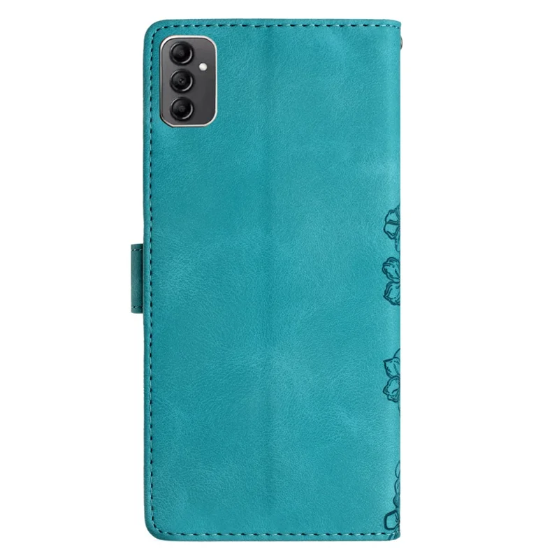 For Samsung Galaxy A14 5G Case Sakura Butterfly Imprint Anti-scratch PU Leather Phone Cover - Green