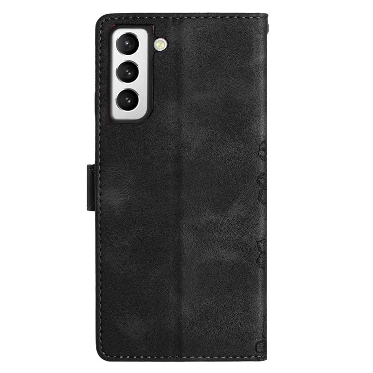 Per Samsung Galaxy S21 FE 5G Custodia Elegante Pelle Stampata Portafoglio Stand Custodia per Cellulare - Nero