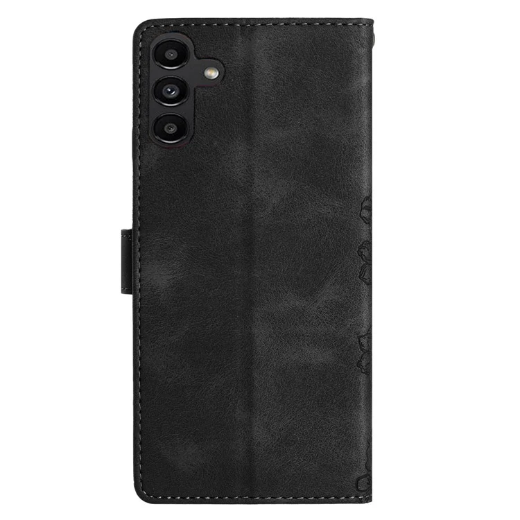 Per Samsung Galaxy A24 4G (162,1 X 77,6 X 8,3 mm) / A25 5G (Global) (161,0 X 76,5 X 8,3 mm) Custodia portafoglio in pelle impresso - Nero