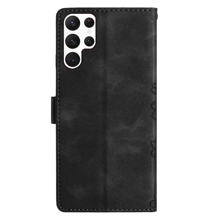 Para Samsung Galaxy S24 Ultra Capa de Telefone Impressa em Couro PU Capa de Suporte para Telefone - Preto