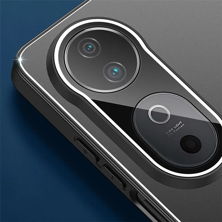 For vivo S19 5G Cell Phone Case Metal+PC+TPU Anti-Scratch Matte Back Cover - Black+Brushed Black