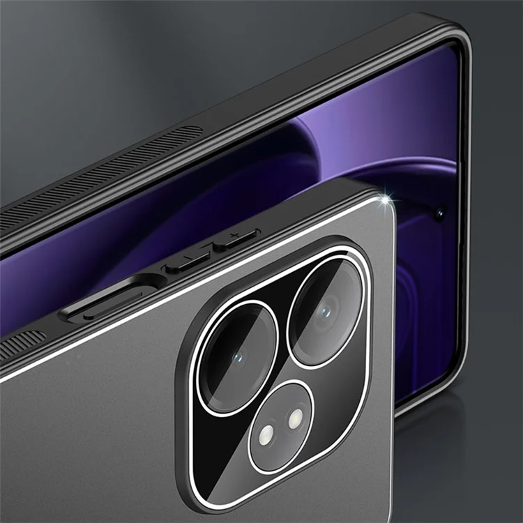 Para Realme GT Neo6 5G / Neo6 SE 5G / 6T 5G Carcasa de teléfono móvil Funda trasera mate de metal+PC+TPU - Negro+Negro cepillado