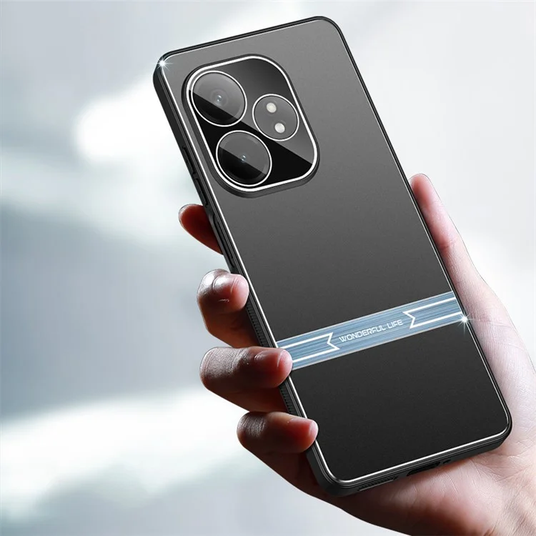 Para Realme GT Neo6 5G / Neo6 SE 5G / 6T 5G Carcasa de teléfono móvil Funda trasera mate de metal+PC+TPU - Negro+Negro cepillado
