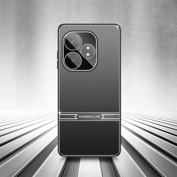 Para Realme GT Neo6 5G / Neo6 SE 5G / 6T 5G Carcasa de teléfono móvil Funda trasera mate de metal+PC+TPU - Negro+Negro cepillado
