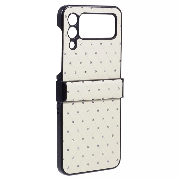 Für Samsung Galaxy Z Flip3 5G Hülle Leder + PC Scharnier Schutz Telefonabdeckung Glitzern - Weiß