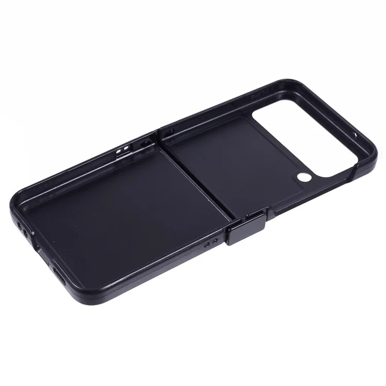 Чехол для Samsung Galaxy Z Flip4 5G, кожаный + пластиковое шарнирное ударопрочное покрытие, блестящие стразы - черный