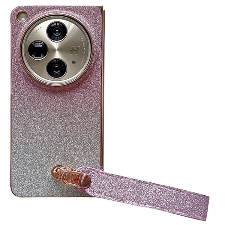 Für Oppo Find N3 5G Case Hard PC Glitzer Bling Schutzhülle mit Handschlaufe - Farbverlauf Pink