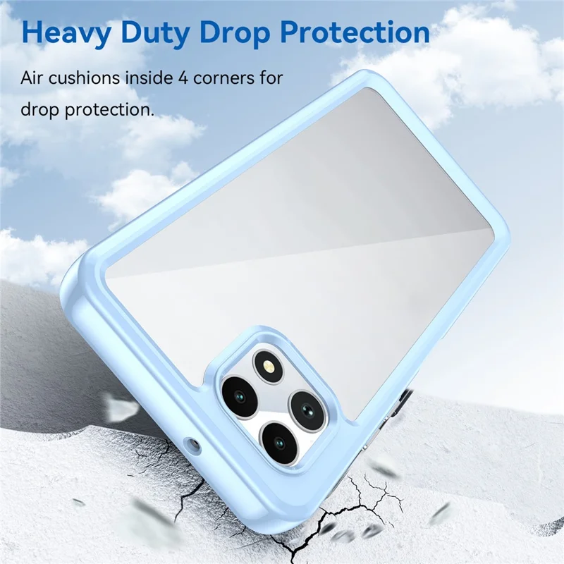 Pour T-Mobile REVVL 7 Coque Antichoc TPU+Acrylique Housse de Téléphone Dos Transparent - Bleu