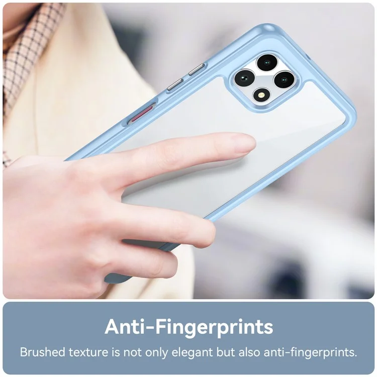 Pour T-Mobile REVVL 7 Coque Antichoc TPU+Acrylique Housse de Téléphone Dos Transparent - Bleu
