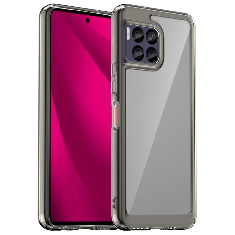 For T-Mobile REVVL 7 Pro Case TPU+Acrylic Phone Cover Colorful Frame - Transparent Grey