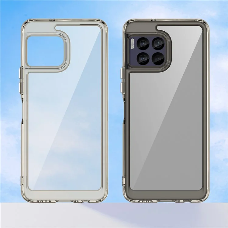 For T-Mobile REVVL 7 Pro Case TPU+Acrylic Phone Cover Colorful Frame - Transparent Grey