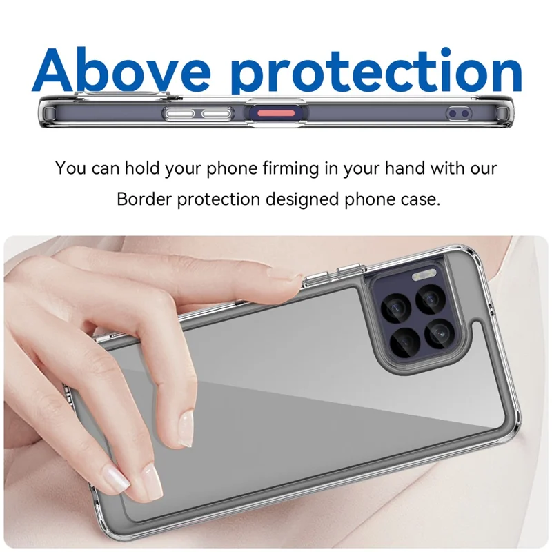For T-Mobile REVVL 7 Pro Case TPU+Acrylic Phone Cover Colorful Frame - Transparent