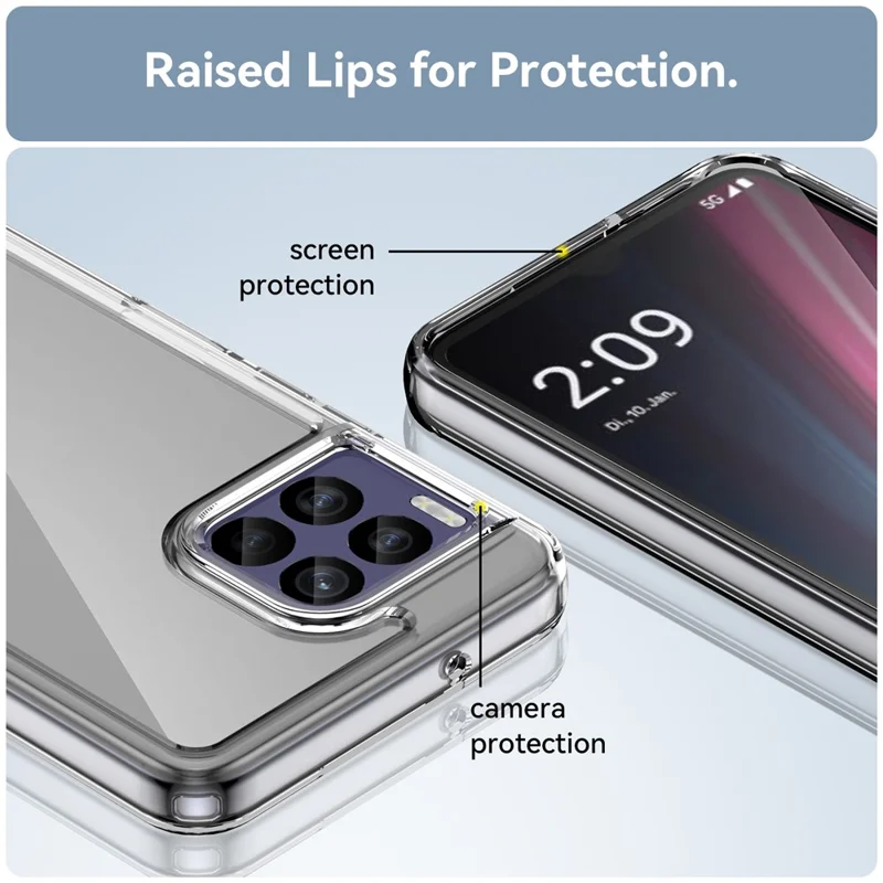 For T-Mobile REVVL 7 Pro Case TPU+Acrylic Phone Cover Colorful Frame - Transparent